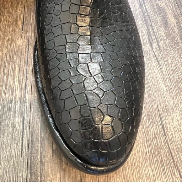 Rocco P. Black Textured Italian Leather Ankle Bootie Round Toe Chunky Heel 35.5 - Picture 11 of 13